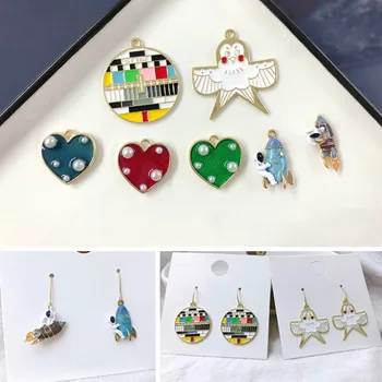 

Alloy Drop Point Pearl Lovely Pendant DIY Swallow CCTV Astronaut Rocket Earrings Ear Stud Homemade Material