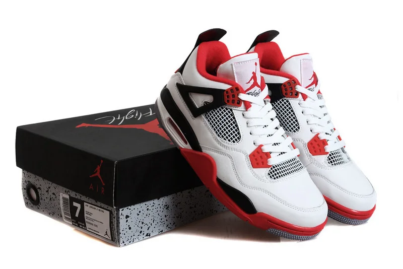 Классический Стиль jordan 4 Ретро Мужские баскетбольные кроссовки низкие AJ 4 белые огненные красные износостойкие 308497-116