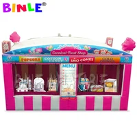 Fast food oxford pink giant inflatable carnival treat shop/ Inflatable Concession Stand/popcorn ice cream booth with blower 1