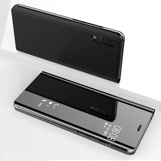 Прозрачный зеркальный флип-чехол для samsung Galaxy Note 10 Plus Note10 Pro Note10pro Note10plus Note10+ SM N970F N975F DS чехол - Цвет: Black