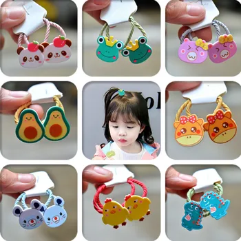 

2PCS New Cute Cartoon Avocado Frog Princess Headwear Kids Elastic Hair Bands Children Ropes Girls Accessories Baby Headdress