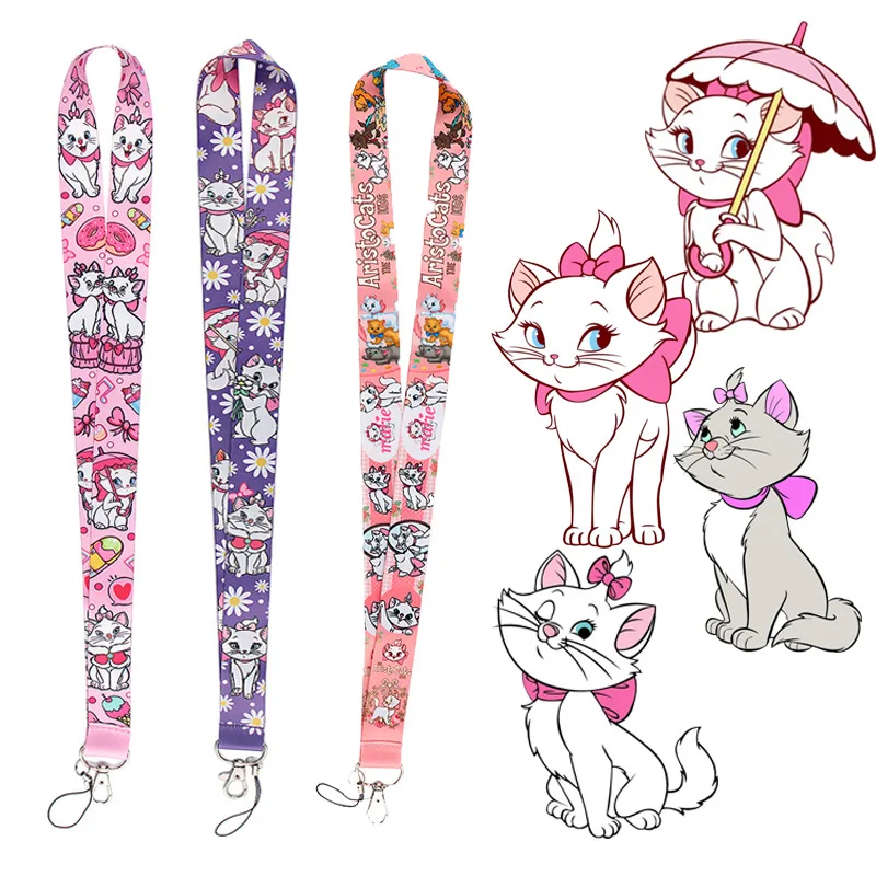 Шнурок с мультяшным рисунком кота Мари Disney шейный ремешок для телефона ключей ID