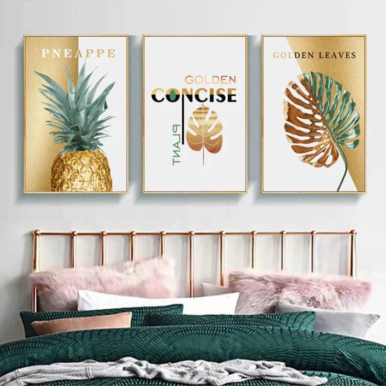 

Northern European-Style Pineapple Green Vegetation Plant Combination Decorative Painting Modern Minimalist Sofa Wall Hanging Pai