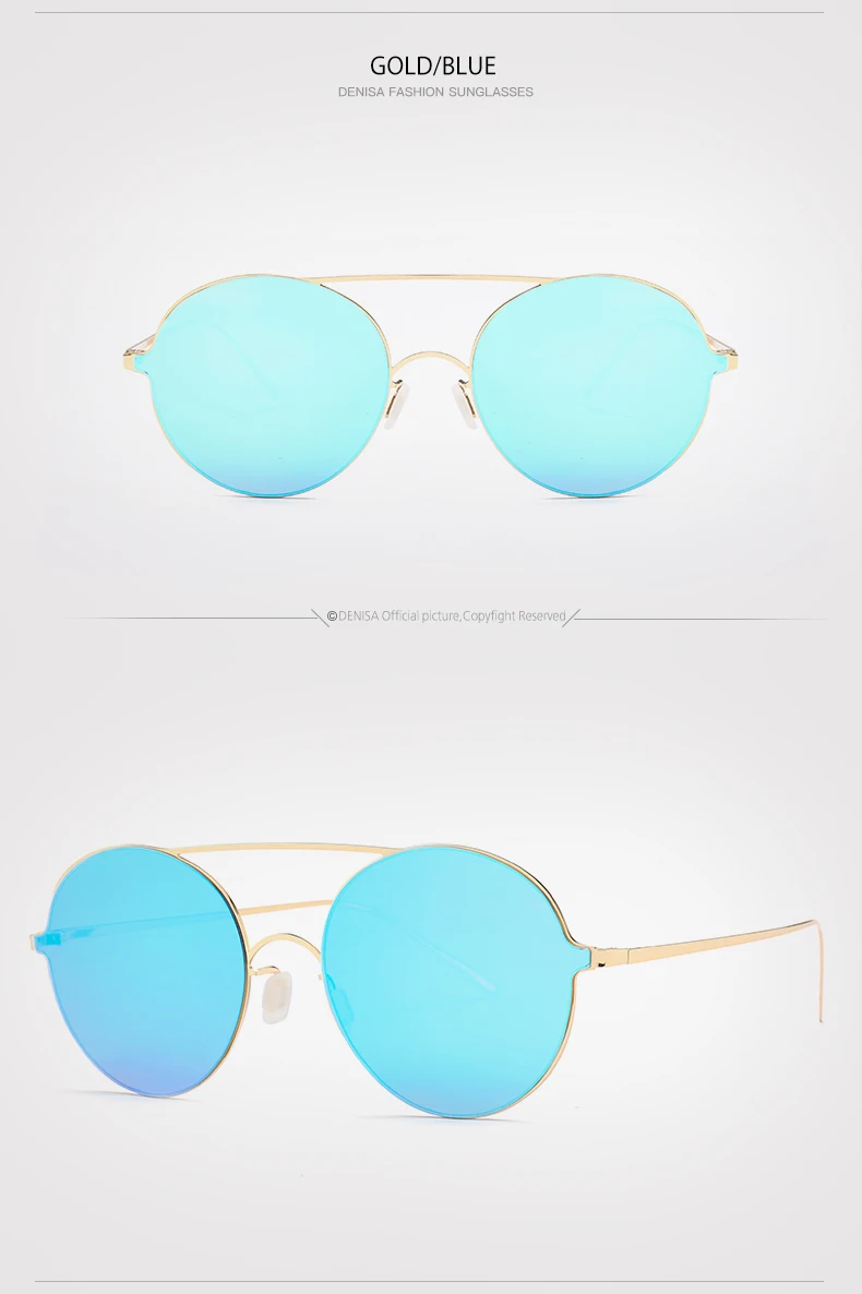 DENISA бренд Готический унисекс ретро круглые мужские солнцезащитные очки без оправы UV400 вождения солнцезащитные очки для мужчин/женщин gafas de sol mujer G633