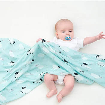 

Newborn towel blanket blankets baby muslin wraps Swaddling gauze bath towel 120*120cm Portable for stroller