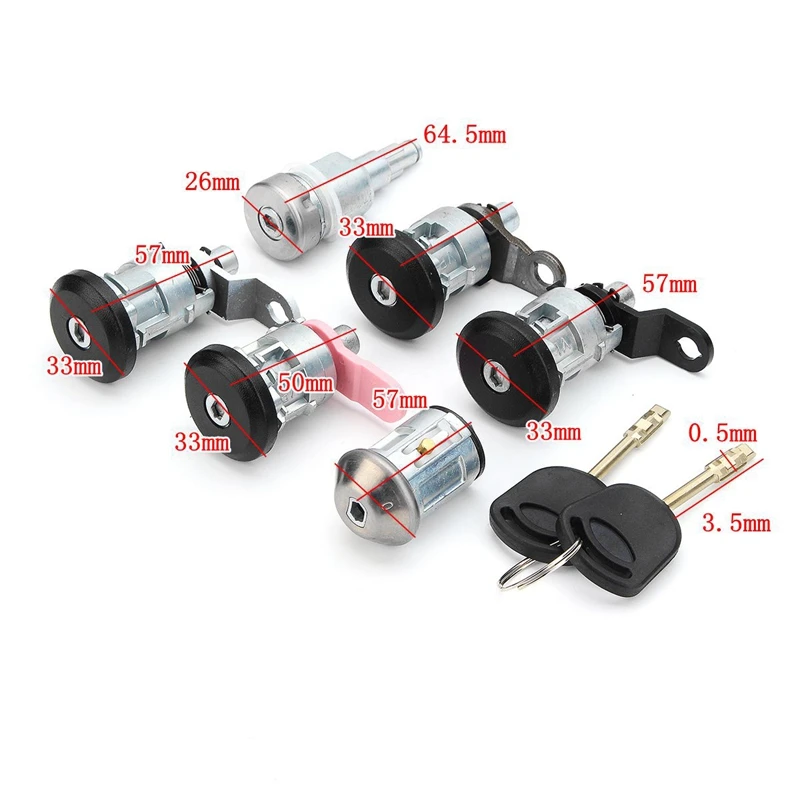 6Pcs Front Rear Door Ignition Full Left Right Lock Set with 2 Keys for Ford Transit Mk5 1994-2000