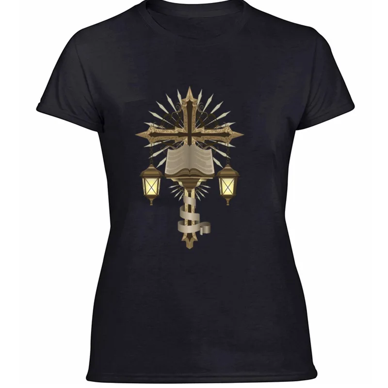 

Print Design Gothic Cross T-Shirt For Women 100% Cotton Fitness Boy Girl T-Shirts Army Green Clothing 2020 Camisas Shirt