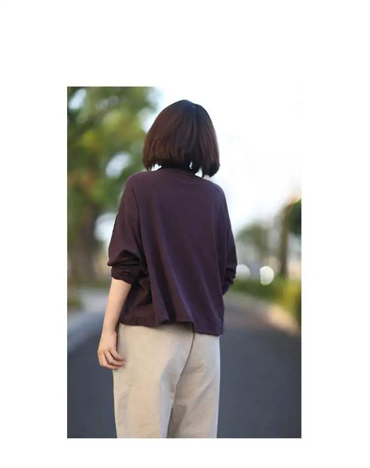 Autumn Korean Solid Color Button Long Sleeve All-match Pullover Sweatshirt New Loose Comfortable Women Retro Top