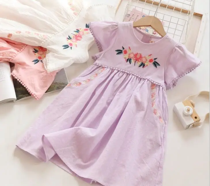 Хлопковые платья с вышивкой для девочек; милая одежда для малышей; платье принцессы в европейском стиле; Милые Детские платья