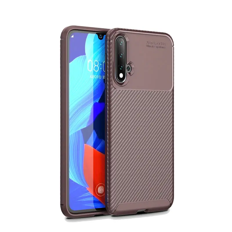 

Case For HuaWei Nova 5 Luxury Carbon Fiber Anti-fall Back Cover For HuaWei Nova 5 5 Pro Fashion Silicone shockproof Case Cover