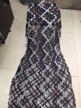

2020 New Sequins Lace Fabric High Quality Latest African Lace Fabric Wedding Tulle Lace Fabric French Nigerican With 3 D Flowers