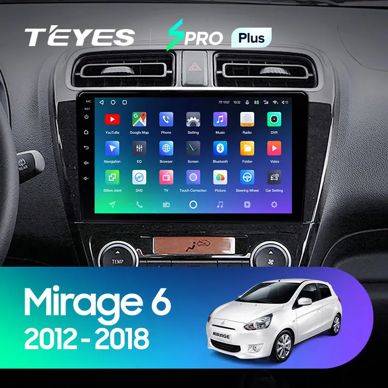 TEYES SPRO Plus Штатная магнитола For Мицубиси Мираж 6 Mitsubishi Mirage 2012 2018 Android 10 до 8 ЯДЕР 4 + 64ГБ