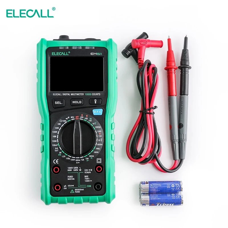 ELECALL EM51/EM51C Многофункциональный цифровой мультиметр DC AC NCV температурный испытательный вольтметр фьюзинг-сигнализация Высокая точность подсветка