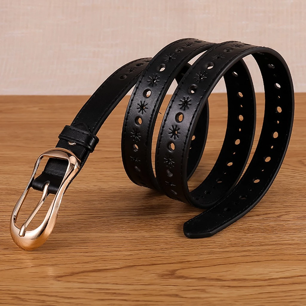 Women Fashion Wide Leather Belt Pure Color Waistband Carved Cow Skin Belts For Jeans Top Quality Female Straps Vintage Femme 916
