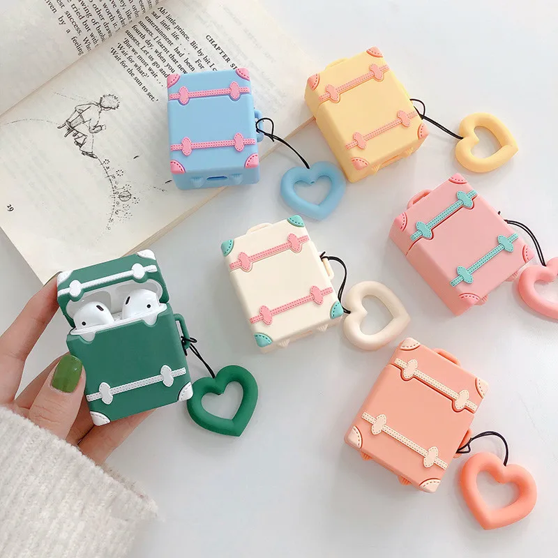 Чехол для AirPods 3D Милый Винтажный чехол багажника дизайнерский чемодана Защитные