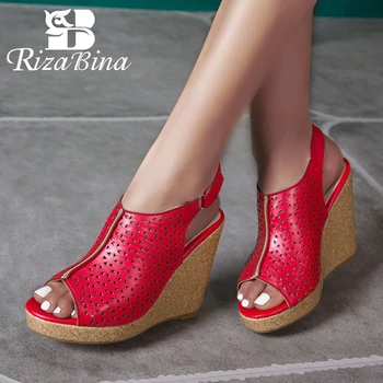 

RIZABINA 2020 New Women Wedges Sandals Platform High Heel Summer Shoes Women Fashion Office Lady Party Footwear Size 34-43