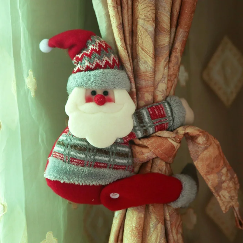 Рождественская Штора для дома, снеговик, штора с пряжкой, в форме лося, милый Санта Клаус, штора с пряжкой, праздничные вечерние принадлежности