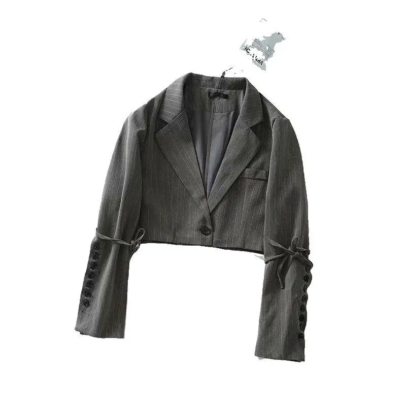 

Vertical Stripe Short Suit 2019 Autumn Street Europe And America WOMEN'S Dress Collage Long Sleeve Slim Fit Small Suit