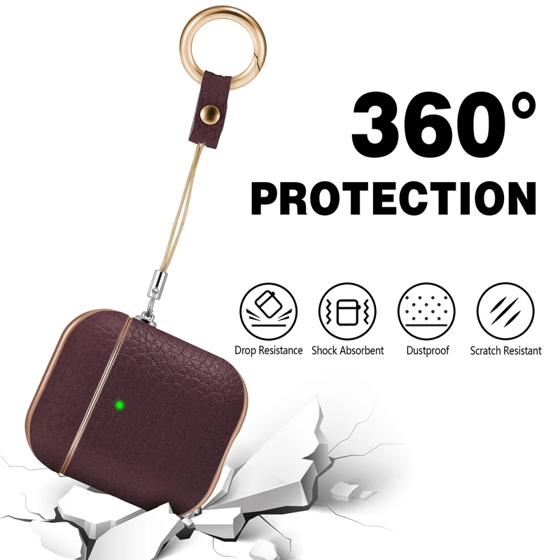 For 1 2 Generation Earphone Cover Leather Protective Cover Litchi Pattern Wireless Headphone Cases