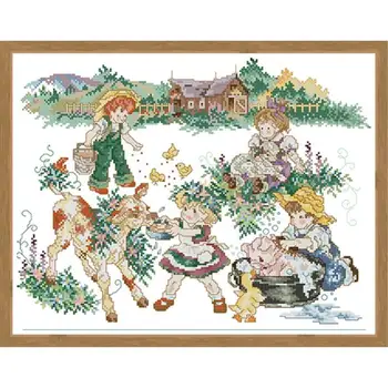 

Country Life (2) Counting Cross Stitch 11CT 14CT Cross Stitch Set Landscape Cross Stitch Kit Embroidery Needlework DIY Handmade