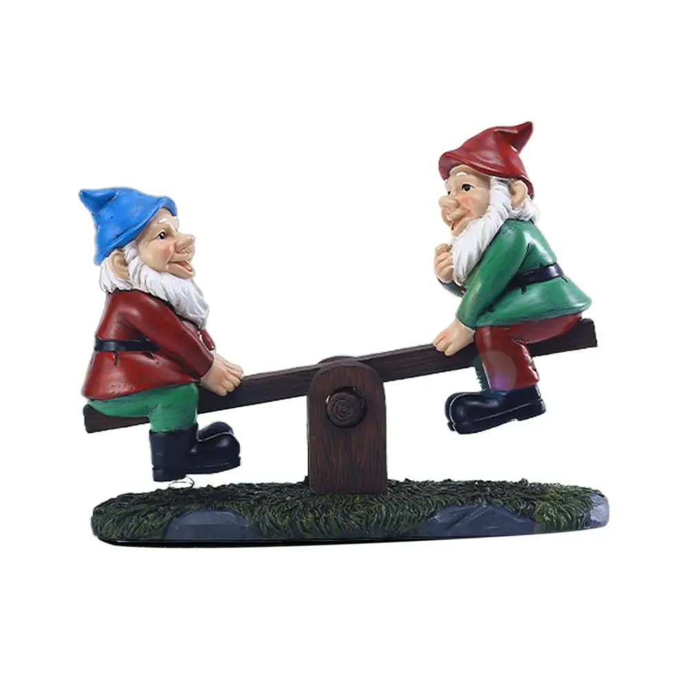 Figurines de nains de jardin en résine, Figurines de balançoire, décoration d’extérieur, amusantes