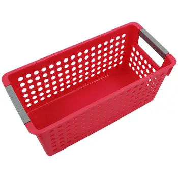 

Japanese-style Stackable Plastic Storage Baskets/Bins Organizer Fruit Toys Clothes Glove Box Debris Storage Basket (red)S:29 x 1