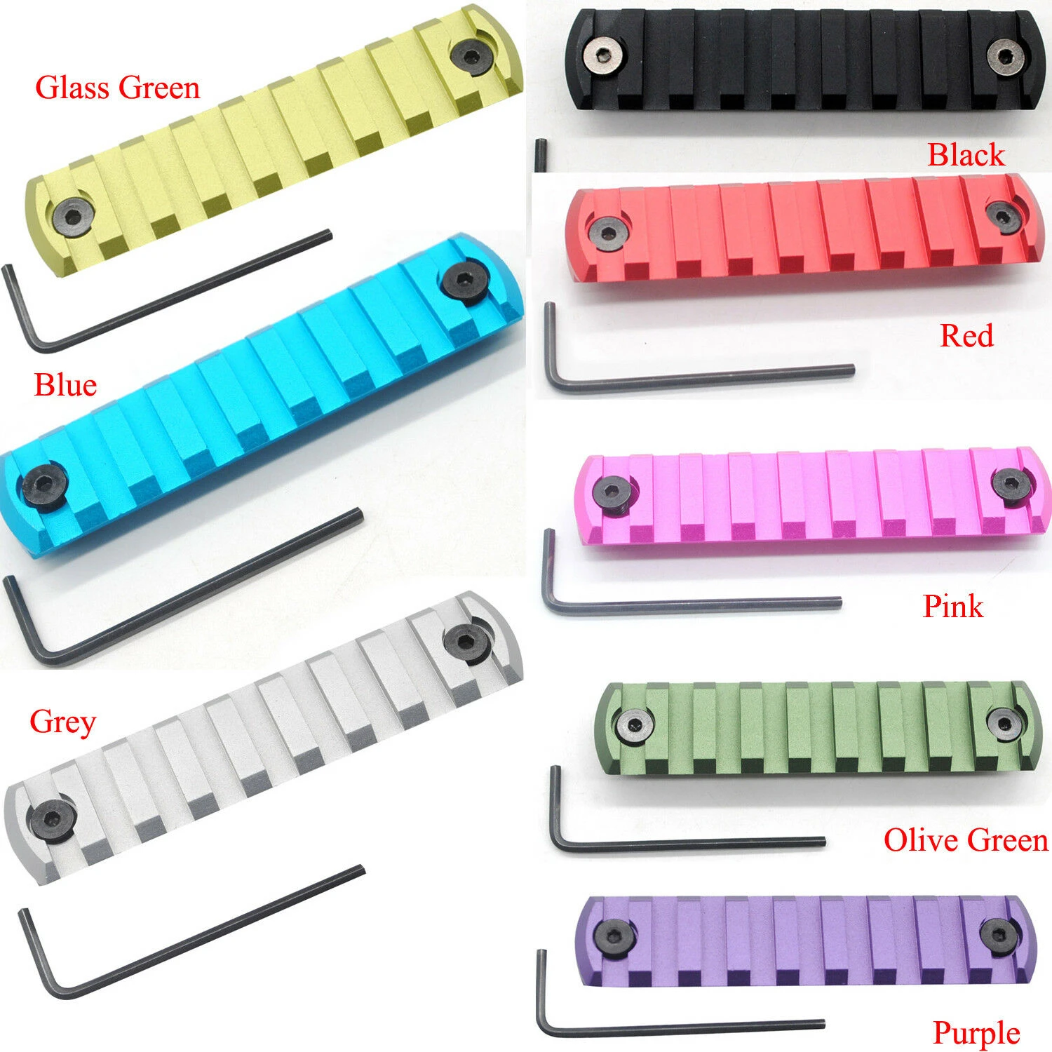 9 Slots 3.8" Picatinny/Weaver Rail Section for Keymod Handguard Aluminum 5Colors 9 Slots 3.8" Picatinny/Weaver Rail Section for Keymod Handguard Aluminum 5Colors