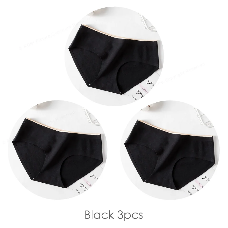 Black 3pcs Новые Бесшовные женские трусы, сексуальные хлопковые трусики, женское нижнее белье, трусы, женское нижнее белье, интимные женские трусики - Цвет: Black 3pcs