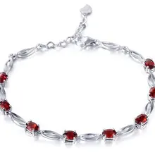 Стильный браслет-цепочка с натуральными листьями граната Серебро 925 пробы 0.9ct* 8 шт драгоценных камней хорошее ювелирное изделие B973006