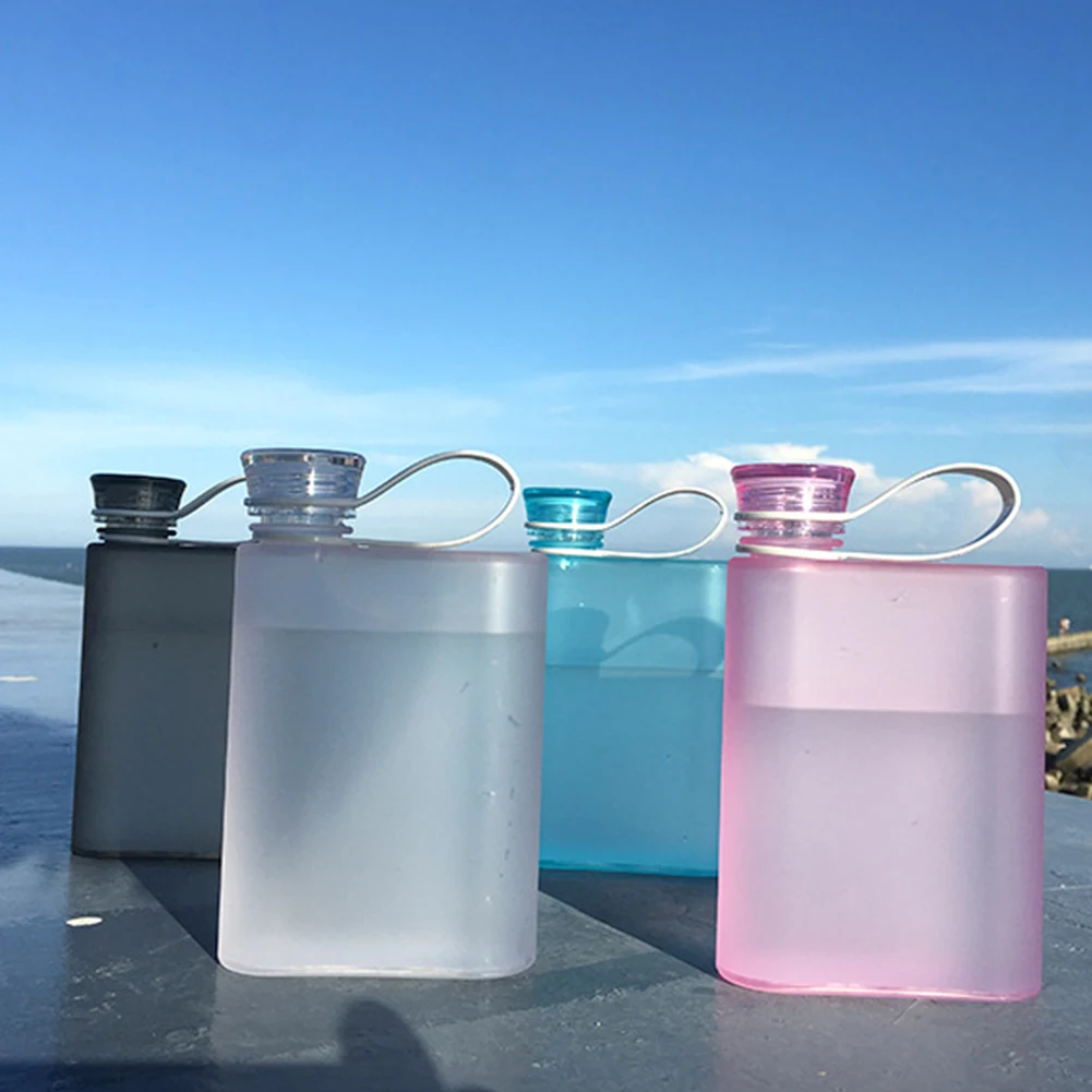 Бутылка для воды Memo shape маленькая квадратная плоская прозрачная походная герметичная портативная термостойкая Спортивная походная Подарочная домашняя