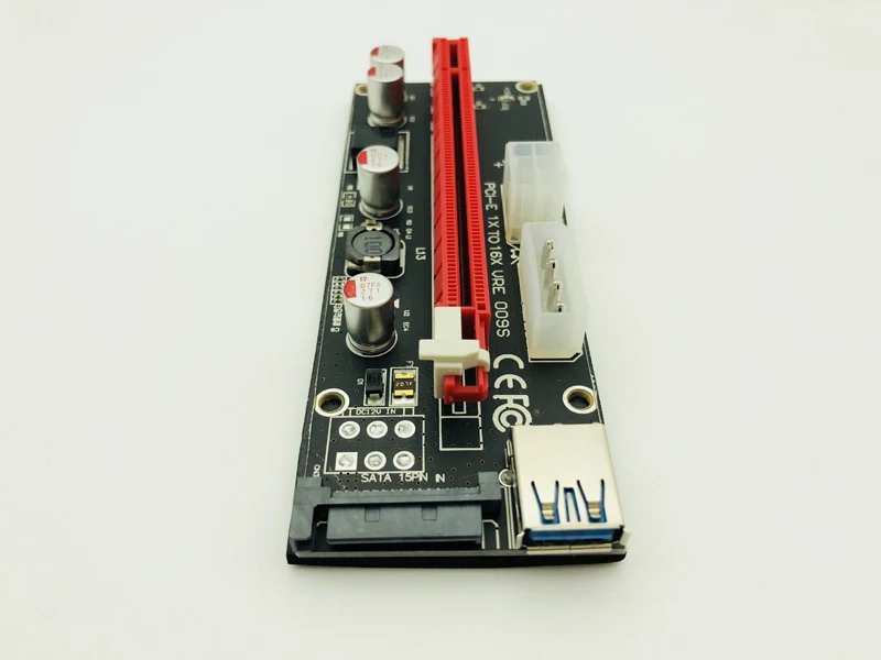 PCI-E Riser Card 0.6M USB3.0 Cable PCI Express 1X to 16X Extender USB 3.0 with 4pin 6pin 15Pin SATA Power Supply for BTC Mining