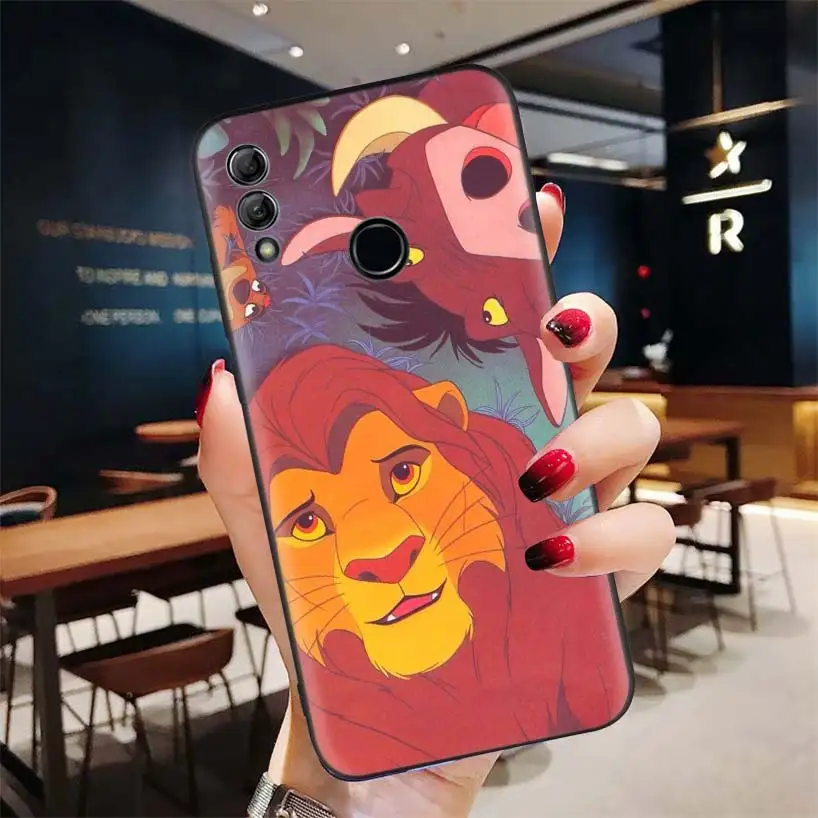С героями из мультфильмов; «Король Лев», черный чехол для huawei Y9 Y5 Y6 Y7 Honor 10 9 Lite 9X8X8 S 8A фотоаппаратов моментальной печати 7S 7A 10i 20i V20 чехол для телефона Capa