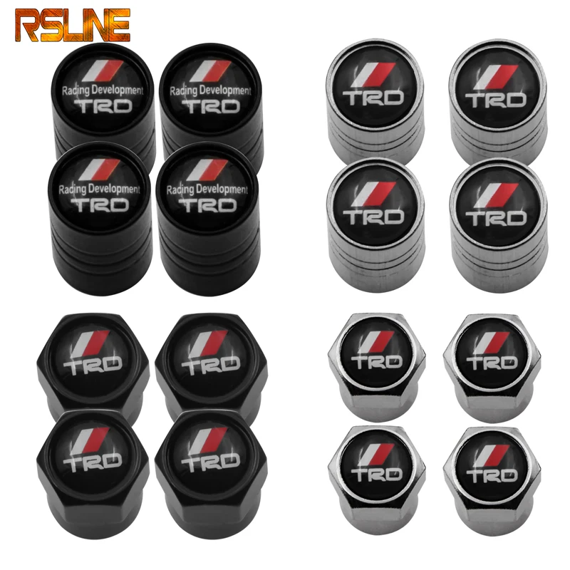 

4PCS Car Accessories Wheel Tire Parts Valve Stem Caps Cover For Toyota CROWN REIZ Carmy TRD Racing LOGO Tire car styling Sticker