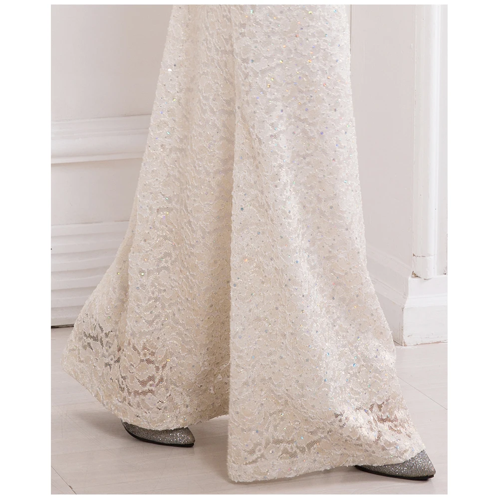 Angel-Fashion женское золотое кружевное вечернее платье с коротким рукавом, плиссированное винтажное свадебное платье с бисером 415