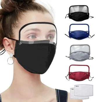 

Face Mask Running Training Cycling Mask Cotton Dustproof Outdoor Face Protective Face Mask With Eyes Shield + 2/12/22Pcs Filters