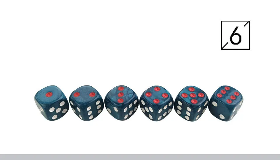 Yernea 6Pcs3 Bag Acrylic Dice 16mm Round Corner Marble effect Dice Set Red White Point Blue Dice Table Games D6 High-quality Plastic Product (7)