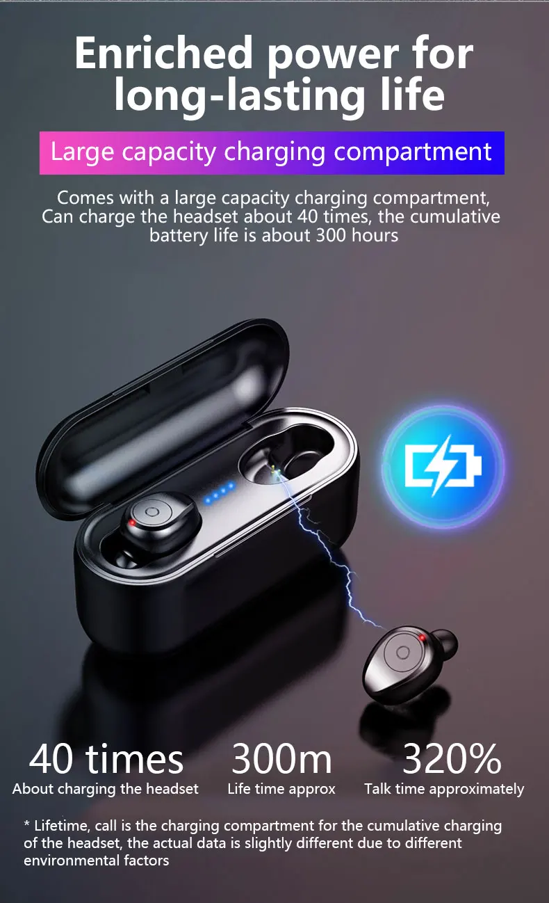 UTHAI D12 Wireless Bluetooth 5.0 Headphones TWS Waterproof Handsfree Noise Reduction Game Sports Headphones