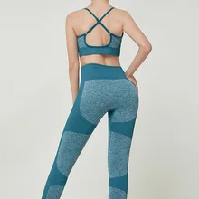 Комплект для йоги, бесшовные леггинсы+ бюстгальтер на бретельках, женские комплекты одежды для спортзала, фитнеса, спортивные Леггинсы с высокой талией, с жилетом и бюстгальтером, спортивная одежда для бега