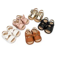Infant Baby Shoes Girl Shoes New Summer Girl Sandals PU Leather Bowknot Rubber Sole Anti-Slip Newborn First Walker Crib Shoes 1