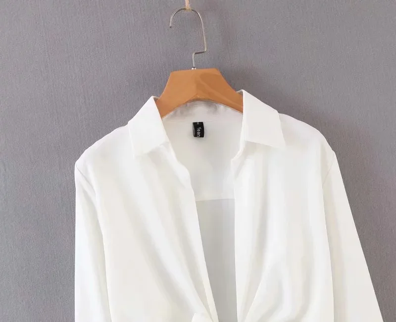 Сексуальная белая блузка с v-образным вырезом Женская рубашка осень весна накидка туника с рукавами три четверти de Moda длинный рукав женские топы и блузки