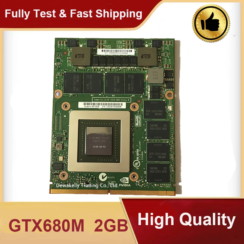 GTX680M GTX 680M N13E-GTX-A2 Графика видеокарта для Dell Alienware M15X M17X M18X R2 2 Гб GDDR5 CN-020HTK 20HTK полностью протестирована