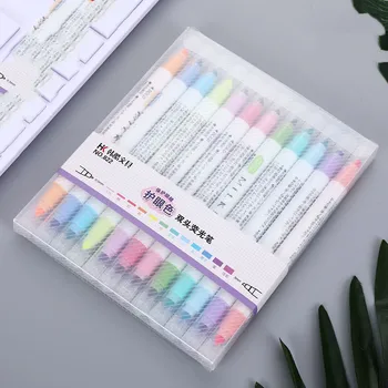 

12 Pcs/set Japanese Milkliner Pens Milk liner Double Headed Fluorescent Pen Cute Art Highlighter Drawing Mark Pen Stationery
