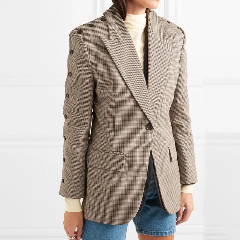 

2019 Autumn New Style Europe And America-Style Button Joint Double Layer Profile Cool Mixed Colors Mock Two-Piece Small Suit Coa