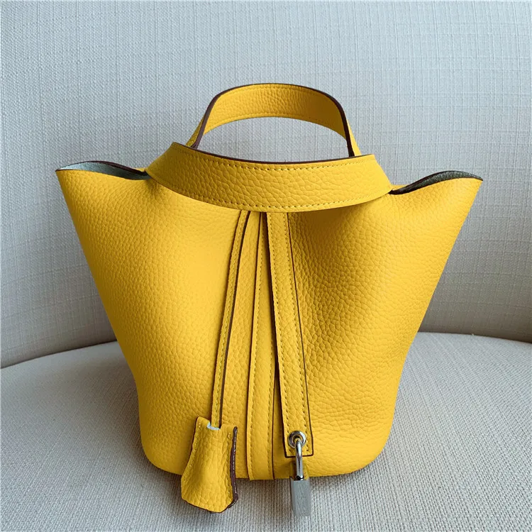 

Brand Handbag Cowhide Genuine Leather Women Bucket Bag Great Lock Designer High Quality Drop Shipping Shoulder Tote Bags Ins