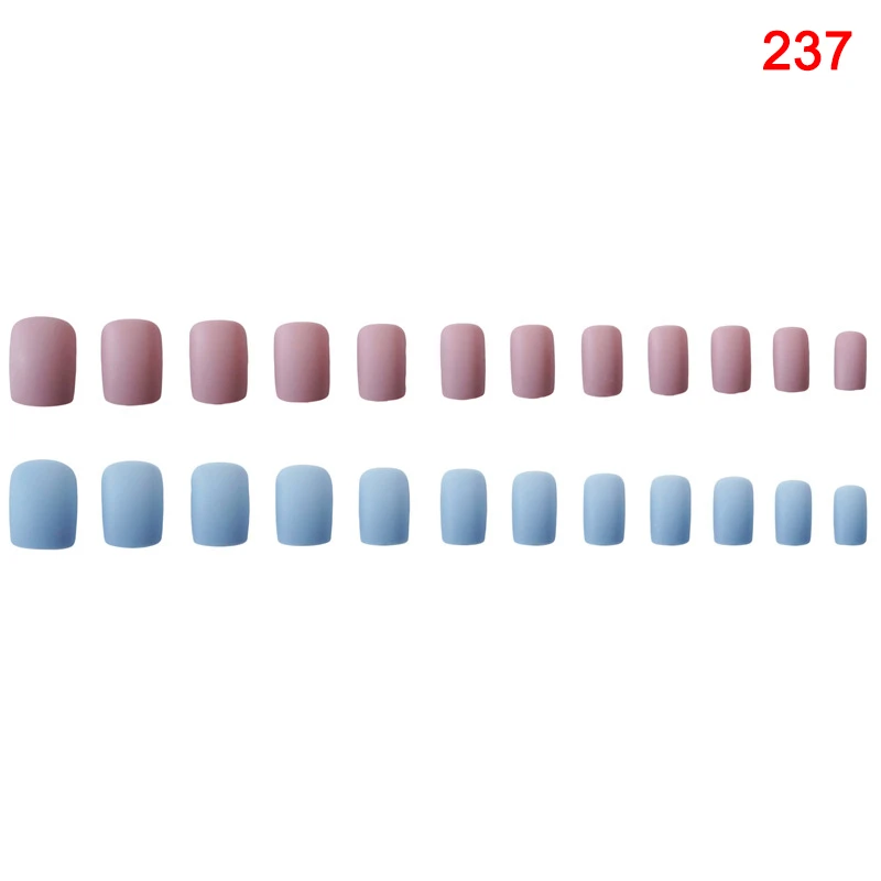 24 шт Съемные носимые матовые накладные ногти полное покрытие короткий стиль конфеты цвет поддельные ногти- MS - Цвет: 237