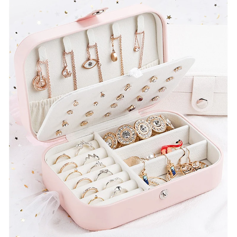 

PU Leather Jewelry Box Storage Ring Display Case Multi-function Jewelry Storage Box AM0958