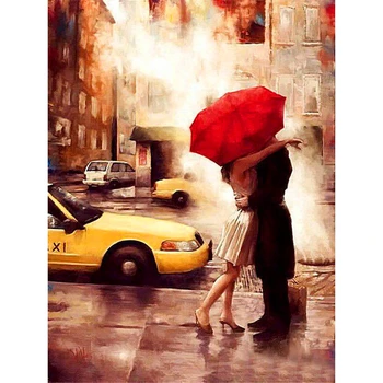 

Kiss on the Street Theme DIY Oil Painting Paint by Numbers with 4050 Colorful Canvas and Inner Frame for Kill Time and Bored