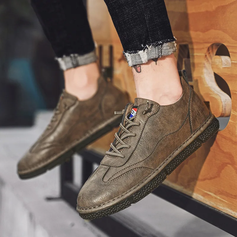 

England Tide Male Winter Increase Down Leather Shoes Male Joker Personality Skate Shoes Trend Keep Warm Casual Shoes Down In