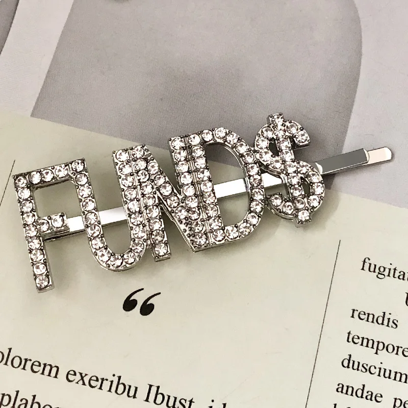 FUNDS Silver 1 шт., заколки для волос с кристаллами и буквами, стразы, заколки для волос, заколки для волос, инструменты для укладки волос, аксессуары, ювелирный подарок - Цвет: FUNDS Silver
