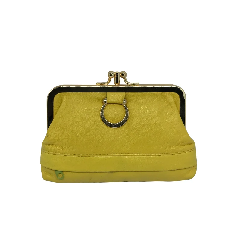 034Yellow-3 BELLO TUTTI, Женский мини кошелек для монет, натуральная кожа, дизайн, кошелек для леди, с металлической застежкой, кошелек для мелочи, повседневная сумка - Цвет: 034Yellow-3